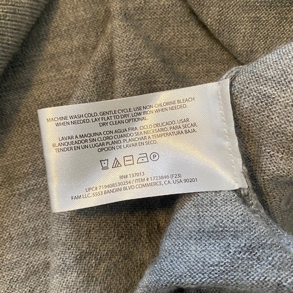 Banana Republic Sweater Womens Large Gray V-Neck 100% Merino Wool Relaxed Fit - Picture 9 of 11